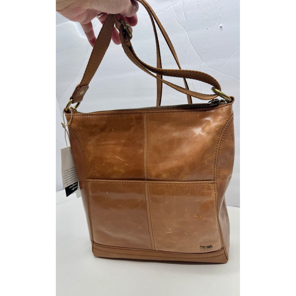 The Sak Lucia Leather Embossed Shoulder Bag Tan Brown Convertible Strap